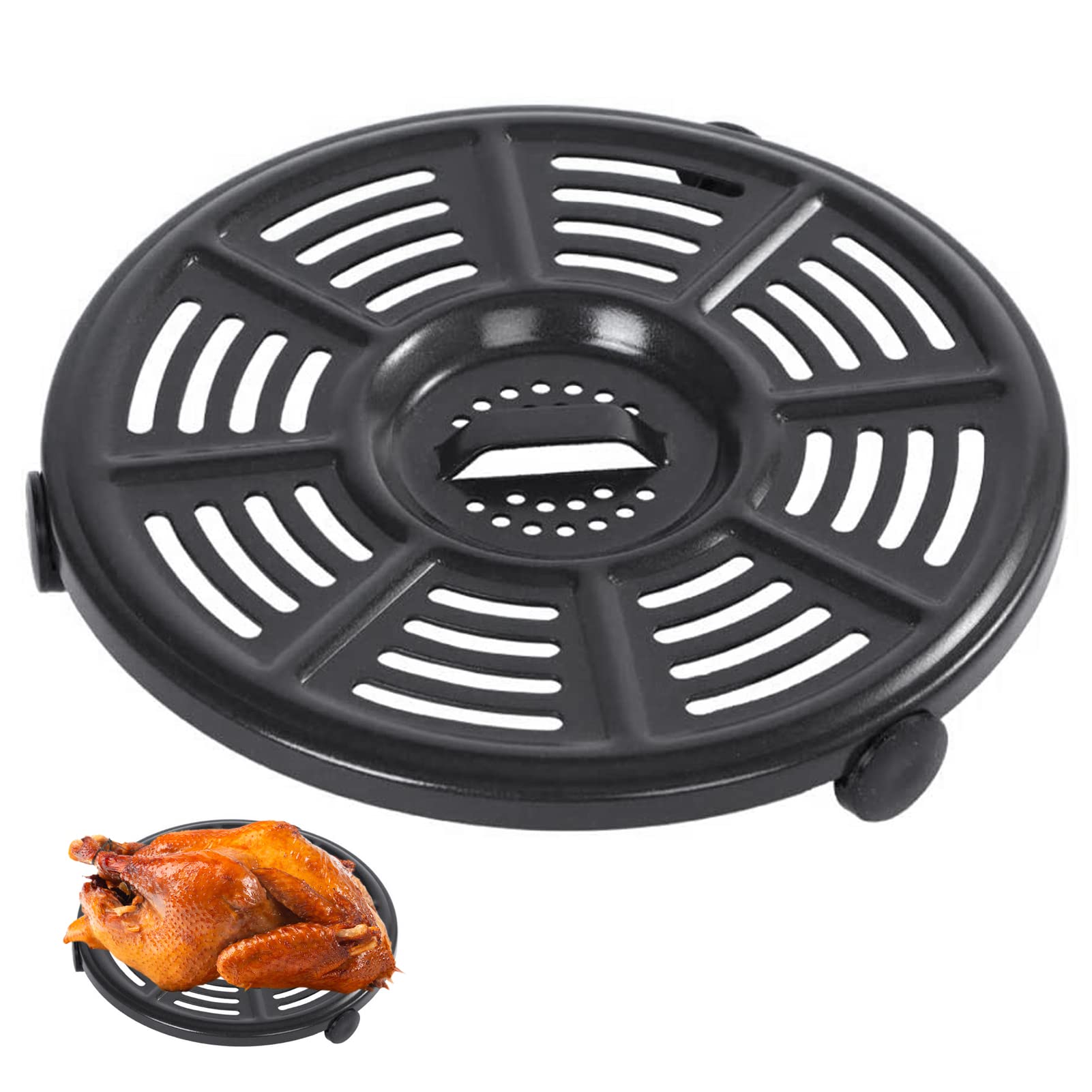 Air fryer Replacement Tray for Ninja AF101 4 QT AF161 Max XL AF150 XL 5.5 Quart Air Fryer, 8.2'' Round Food Grade Air Fryer Grill Pan Grill Plate Crisper Plate Accessories Parts Rack,Dishwasher Safe
