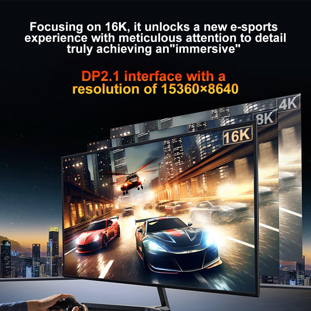 CHENLENIC USB C to DisplayPort 2.1 Cable, 16K@30Hz 8K@120Hz 4K@240Hz, Thunderbolt 5 to DP Cable,40Gbps,Type C Compatible with MacBook Pro M4,M3, iPhone 16 Pro, Dell XPS, Gaming Monitor 6FT