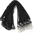 Bird Fiy Lanyards Safety Black Lanyards Neck Flat Premium Breakaway Badge Lanyard with J-Hook for ID Nametag Badge Holder (Black, 50 PCS)