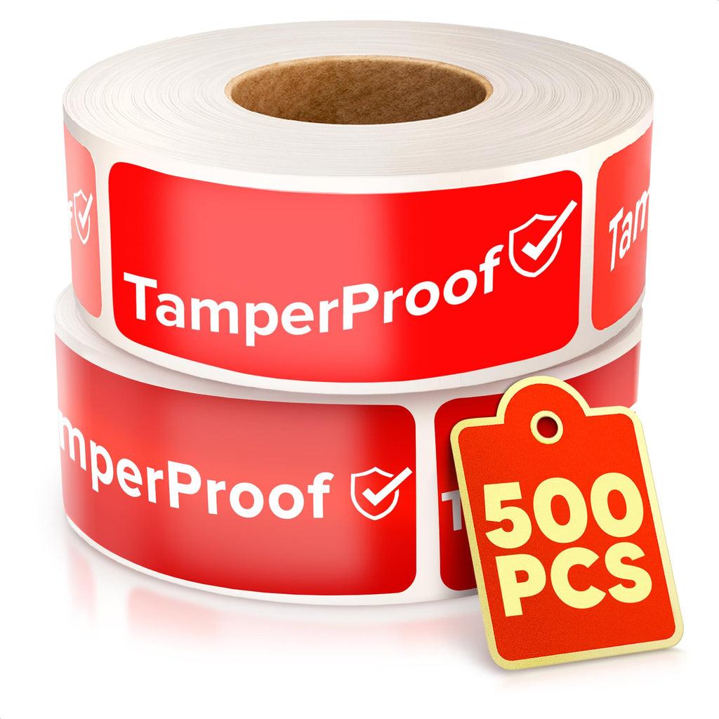 500-Pack Tamper Proof Stickers 1x3 – Strong Adhesive for Tamper Detection and Package Protection | Durable, Easy-to-Apply Labels for Sealing Boxes, Containers, Envelopes, Documents and Other Surfaces