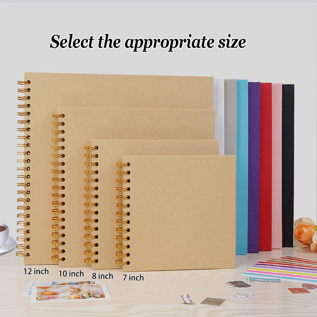 Finksy 10 x 10 Inch DIY Scrapbook Photo Album Brown 40 Pages Hardcover Kraft Blank Memory Book for Wedding and Anniversary Family