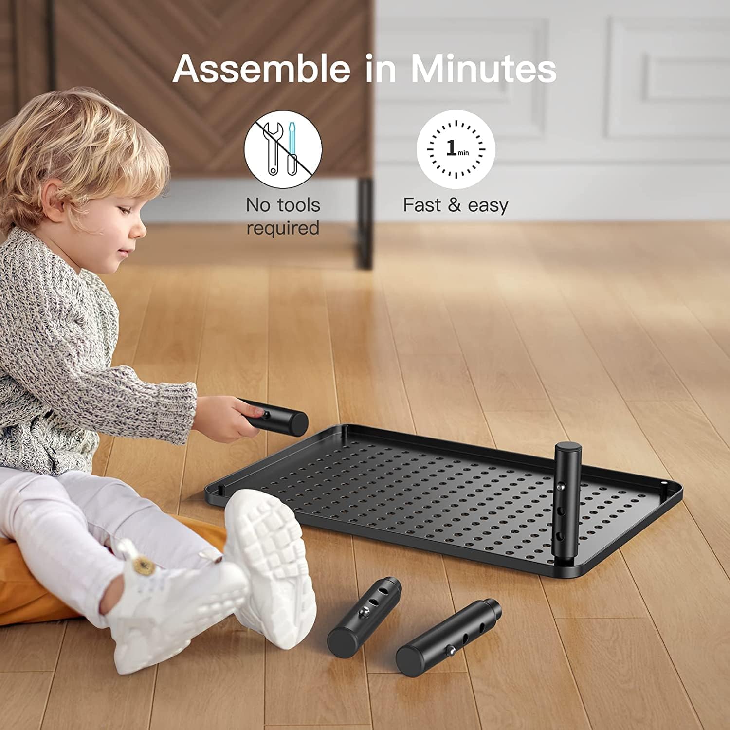 HUANUO Monitor Stand Riser, 3 Height Adjustable Laptop PC Monitor Stand for Computer, Monitor Riser, Laptop Stand Riser for Desk with Non-Skid Rubber and Mesh Platform for Airflow - HNLL3 (Black)