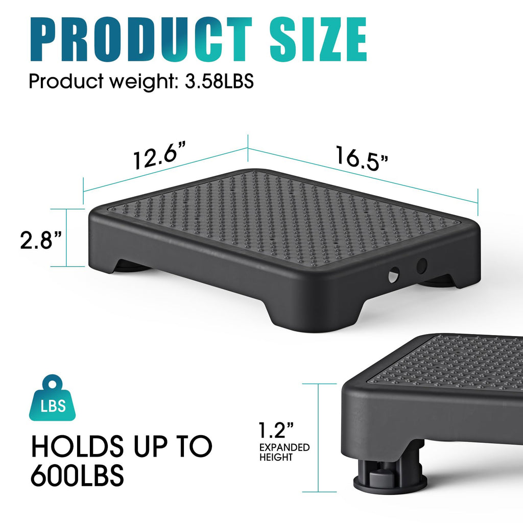 SPACELEAD Mobility Step Stool for Adults & Seniors, Indoor/Outdoor Portable Stair Assist, Anti-Slip Bathroom Step Stool, Platform Step for Kitchen, Office, and Bedroom, 600lbs Capacity, Black-Black