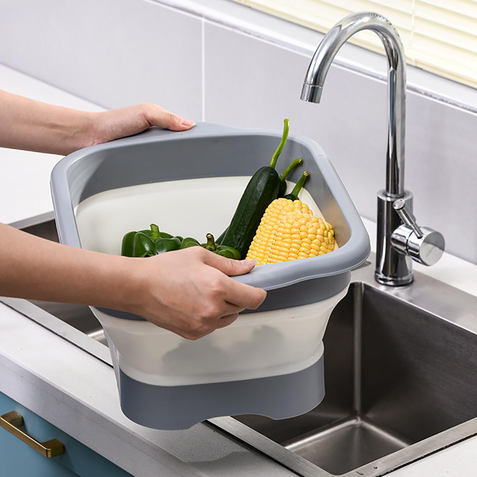 Nicunom 2 Pack Collapsible Wash Basin with Drain Plug, 11L Large Collapsible Dish Tub Portable Sink Dish Basin Foldable Dishpan Space Saving for Kitchen, RV, Camping Dish Washing Tub