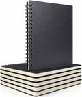 A5 Spiral Notebooks, 6-Pack, College Ruled 7mm Lined Paper, 160 Pages (80 Sheets) Each, Durable Poly Cover, Lay-Flat 180° – Notebooks for School & Work, Subject & Project Notes (Black)