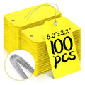 XUWAIDSGN 100Pcs Yellow Plastic Shipping Tags, 4 3/4" x 2 3/8", Writable, Durable, Waterproof (100, Yellow, 6 1/4" x 3 1/8")