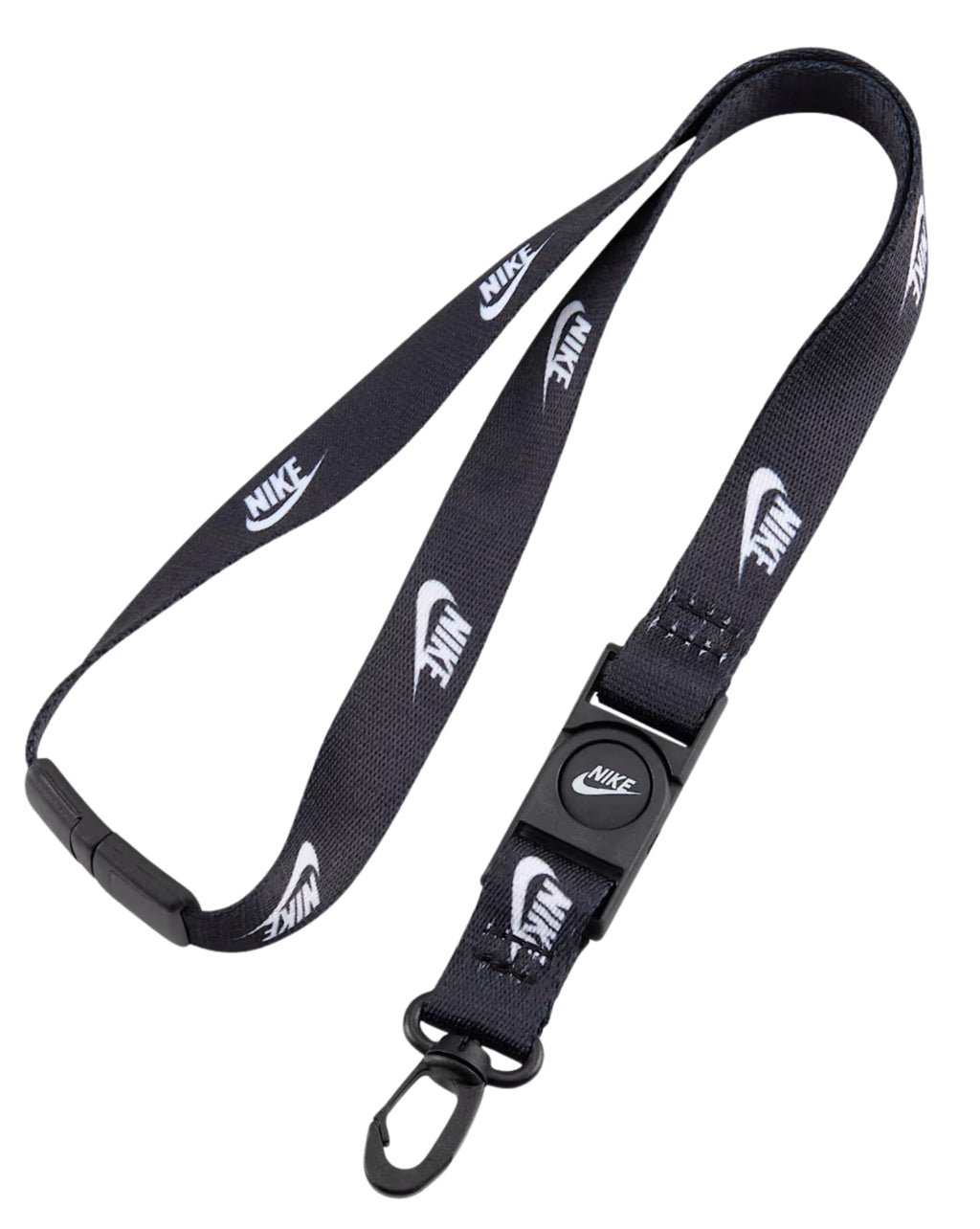 Nike Club Breakaway Lanyard – Futura Logo Neck Strap, Detachable Buckle & Swivel Hook for ID & Keys, One Size, Black | White, One Size
