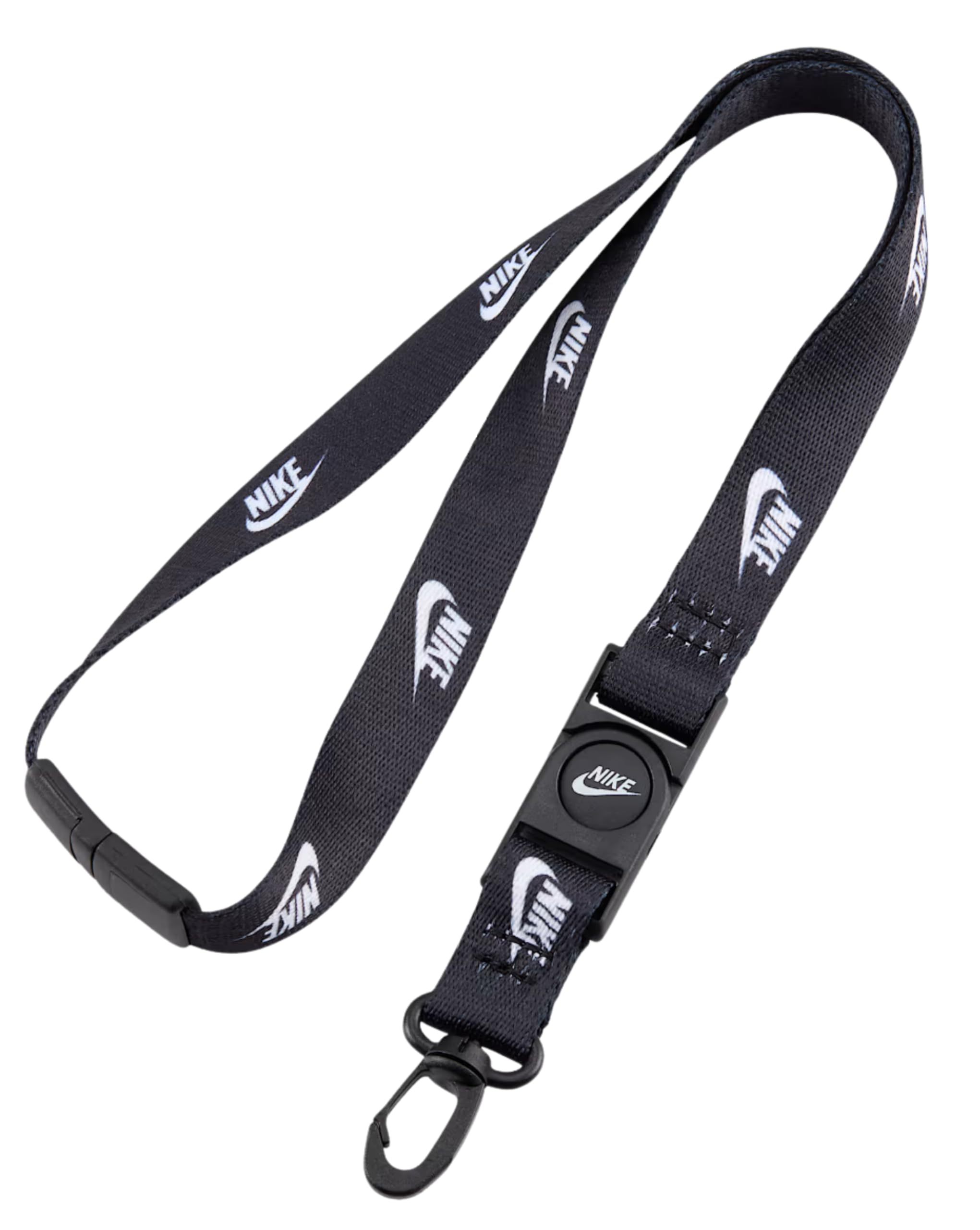 Nike Club Breakaway Lanyard – Futura Logo Neck Strap, Detachable Buckle & Swivel Hook for ID & Keys, One Size, Black | White, One Size