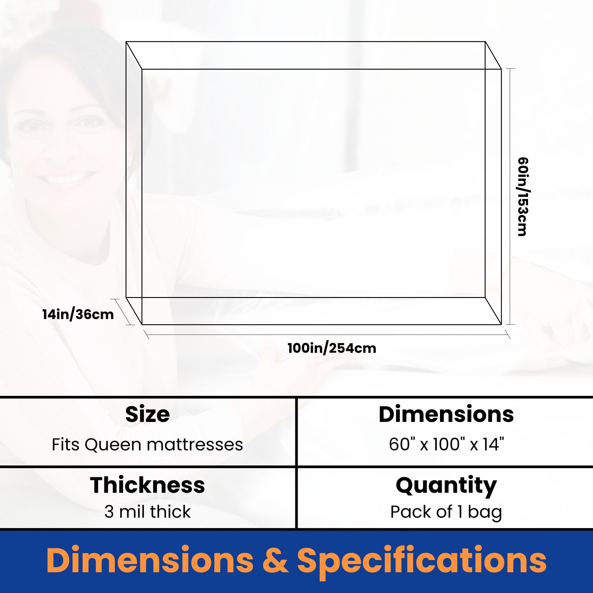 VICMORE Queen Mattress Moving & Storage Bag 60" x 100" - Heavy-Duty 3 Mil Tear-Resistant Plastic Cover for Moving, Protection & Storage