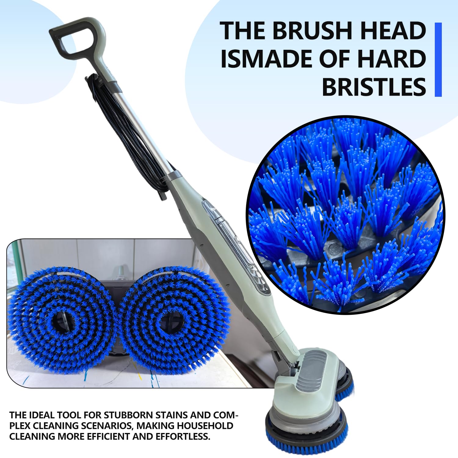 HXZIYI Mop Pads Brush Head for Shark Steam Mop S7000/S7001/S8201 Series - Upgrade Brush Heads with Nylon Bristles, Deep Clean Hardwood & Tile Floors, Scratch-Free Polish (Fits XKITP7000) (Blue)