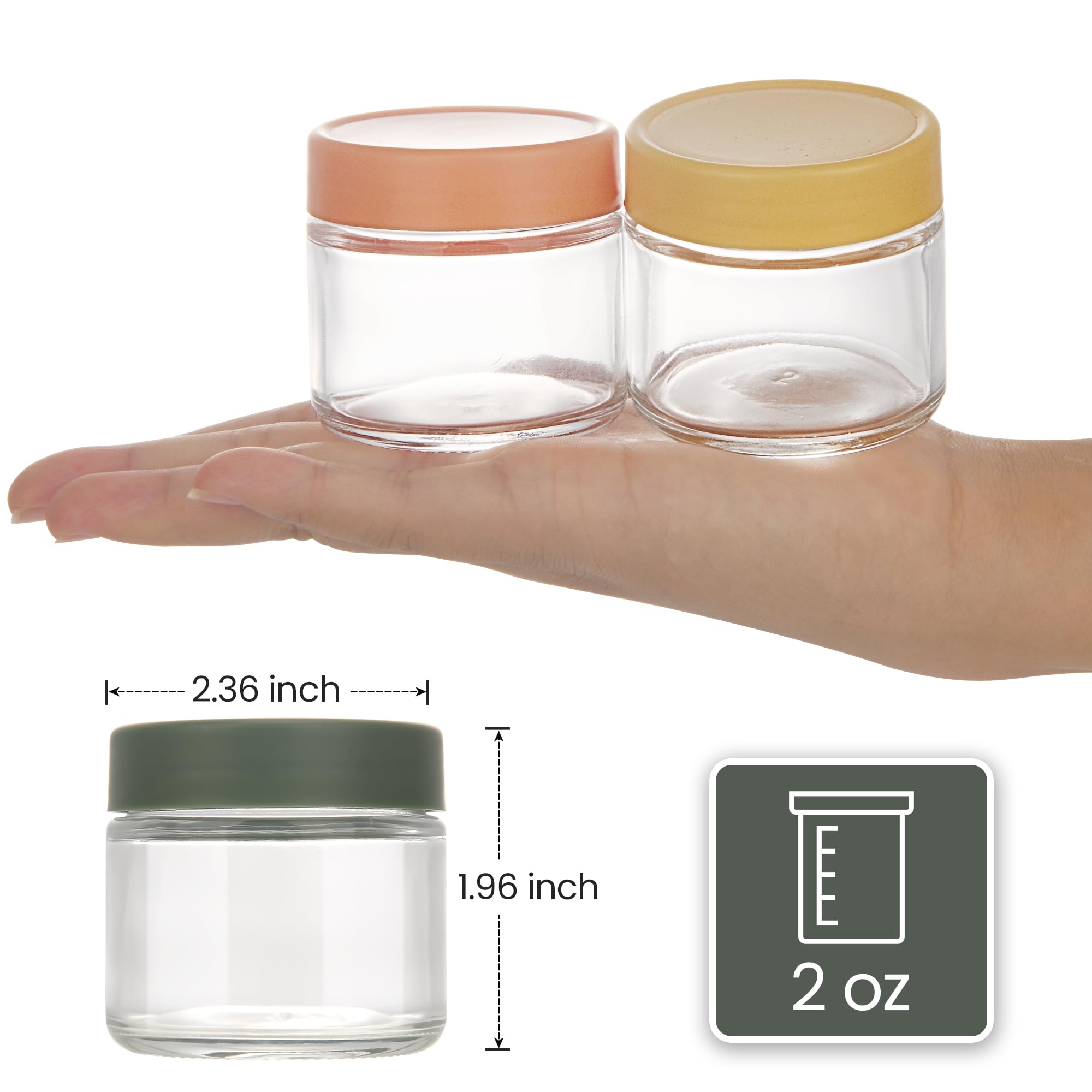 8-Pack Thick Glass 2oz Mini Mason Jars with Lids - Airtight Condiment Containers, Salad Dressing Cups & Sauce Bottles for Lunch Box, Travel, Pantry Storage