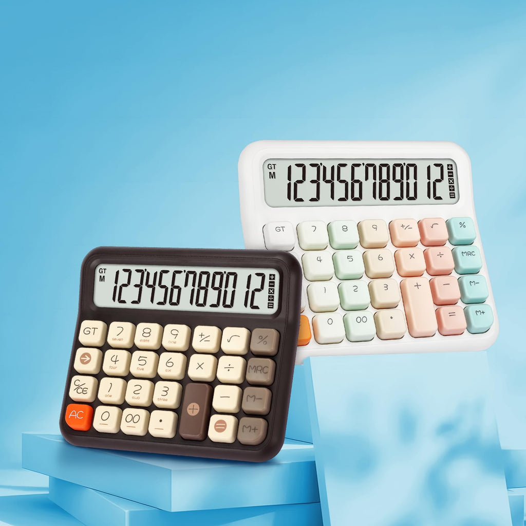 Pendancy Calculators Desktop 12 Digit, Gradient Pink Cute Basic Calculator with Extra Large LCD Display and Buttons, for Office, School, Home Use