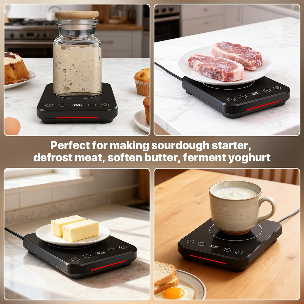 Sourdough Starter Warmer Mat, Professional Sourdough Heating Pad for Home Baking, Sourdough Heater Proofing Mat with Temperature Control, 12H Timer and Memory Function