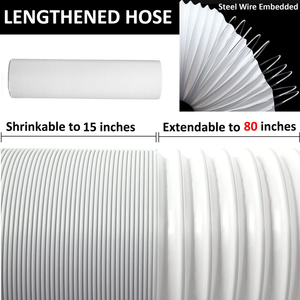 FUBININA 80" Portable Air Conditioner Hose, AC Hose with 5.9" Diameter, Anti-Clockwise Thread AC Exhaust Hose for Portable AC Vent Replacement Tube Compatible with LG Air Conditioner Part