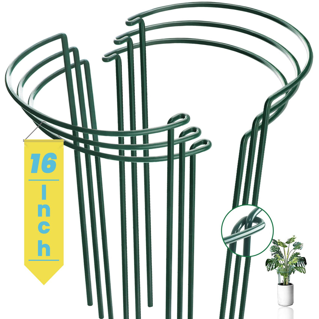 6-Pack Snake Plant Support Stakes, Half-Round Metal Garden Stakes, Houseplant Support Rings - Rust-Proof and Durable for Indoor and Outdoor Potted Plants, Such as Vegetables, Peonies, and Hydrangeas