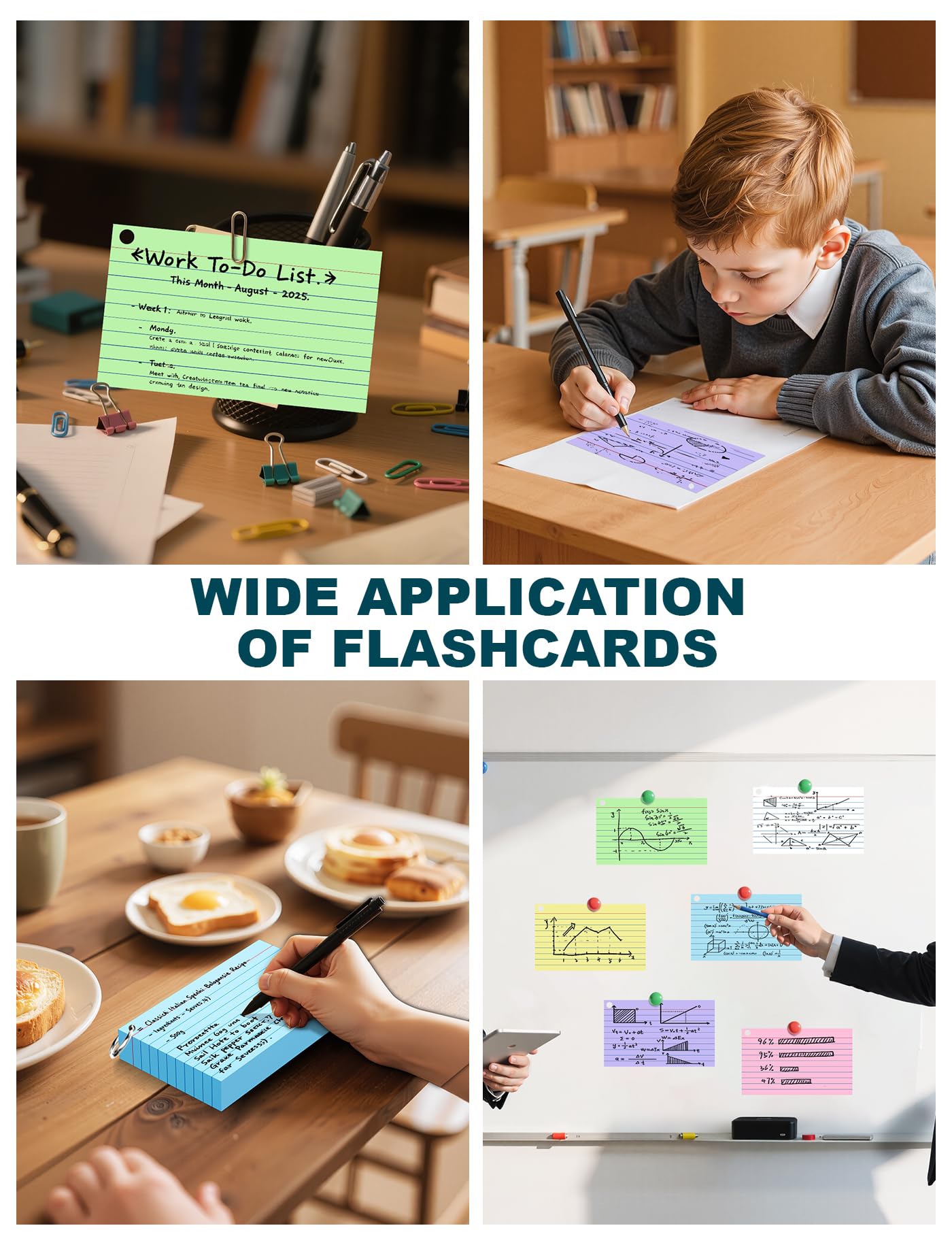 600 Count Cue Cards with Ring Index Cards 3x5 Colored Flash Cards for Studying 3 x 5 in Recipe Cards Ruled Note Cards 3x5 Lined on Front Blank on Back Colorful Flashcards Q Card, 12 Pack of 50 Sheets