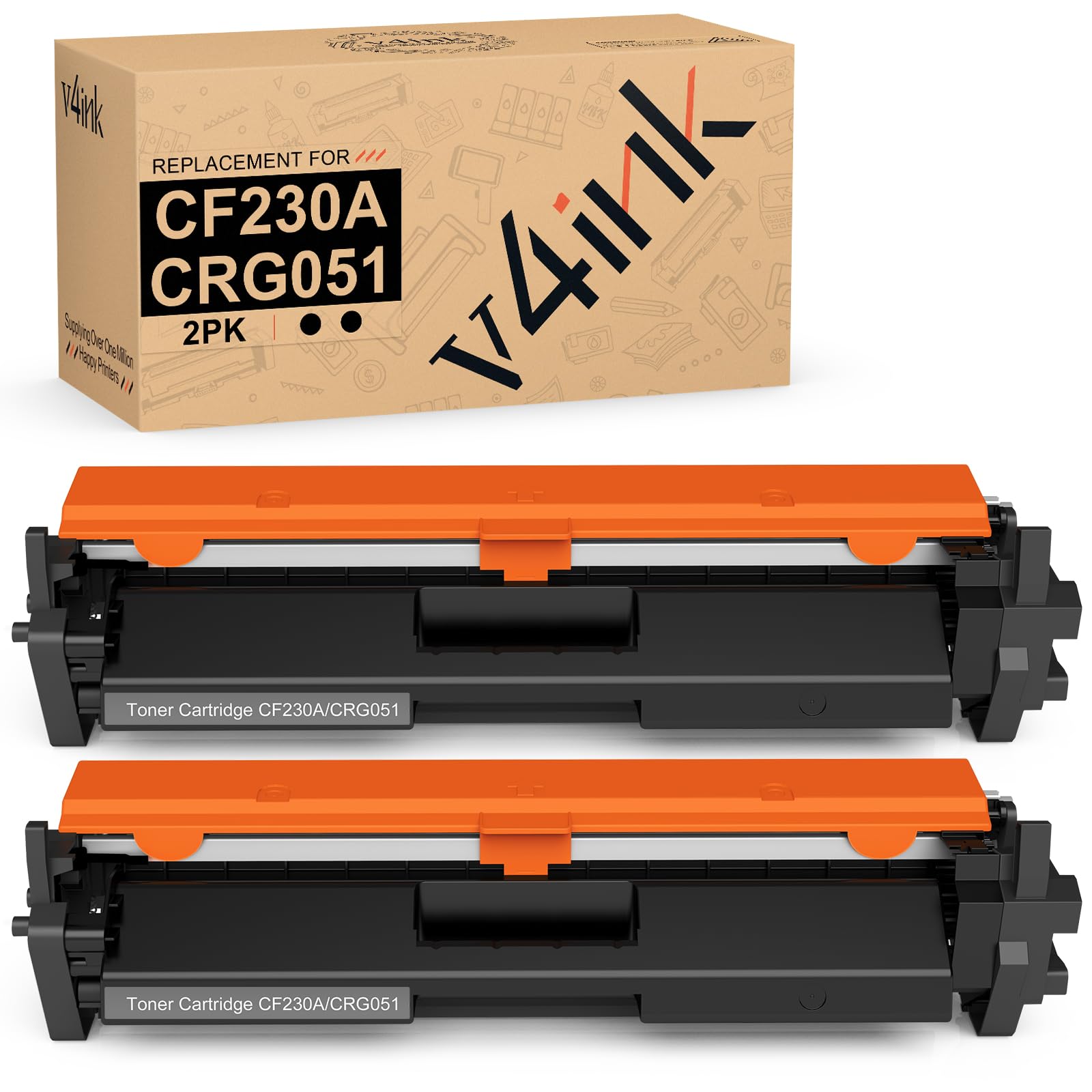 v4ink Compatible CF230A CRG051 Toner Cartridge Replacement for HP 30A Canon 051 Toner Black Ink for HP Pro M203dw M203d M203dn M203 MFP M227fdw M227fdn M227sdn M227 Printer (2-Black)