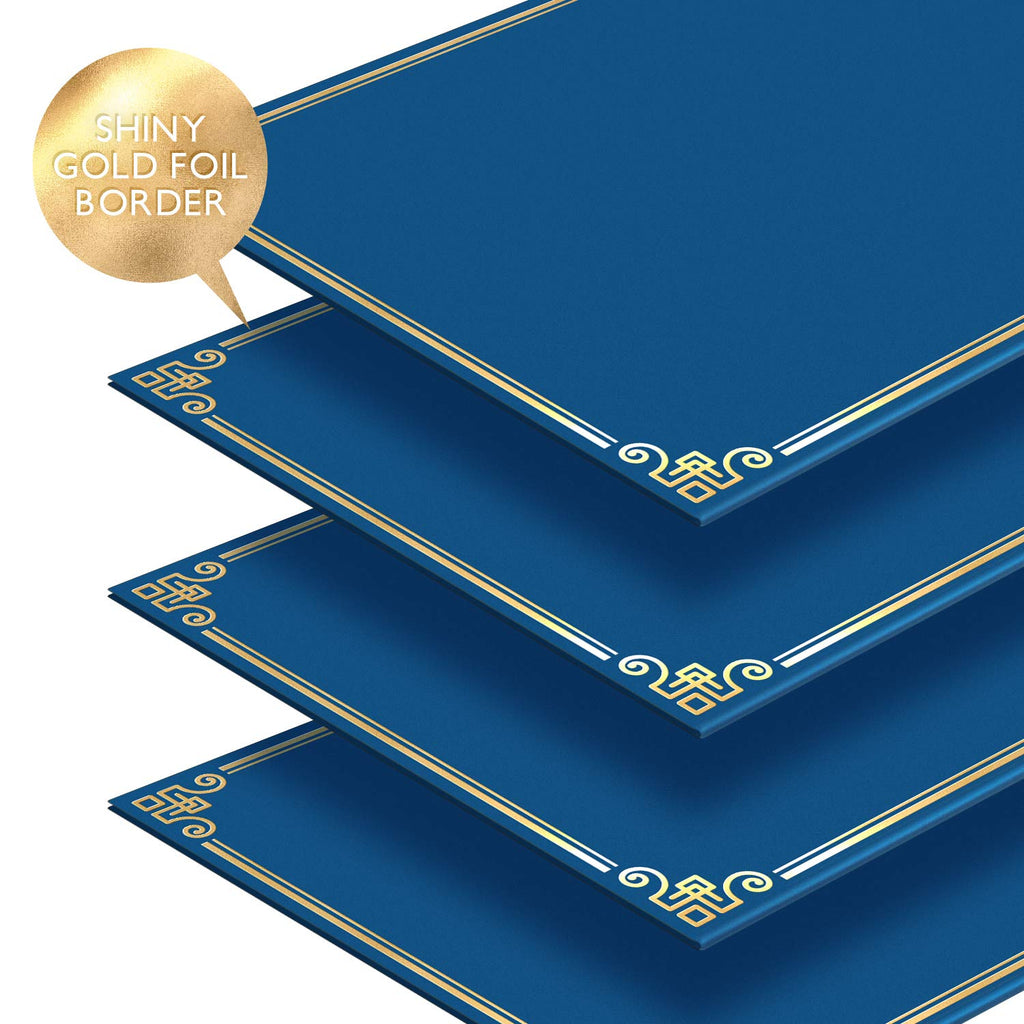 S&O Certificate Holders for Award Certificates. 25x Set Professional Certificate Sleeves for 8.5x11 Document. Citizenship and Marriage Recognition Folders, Gold Border Graduation Diploma Holder