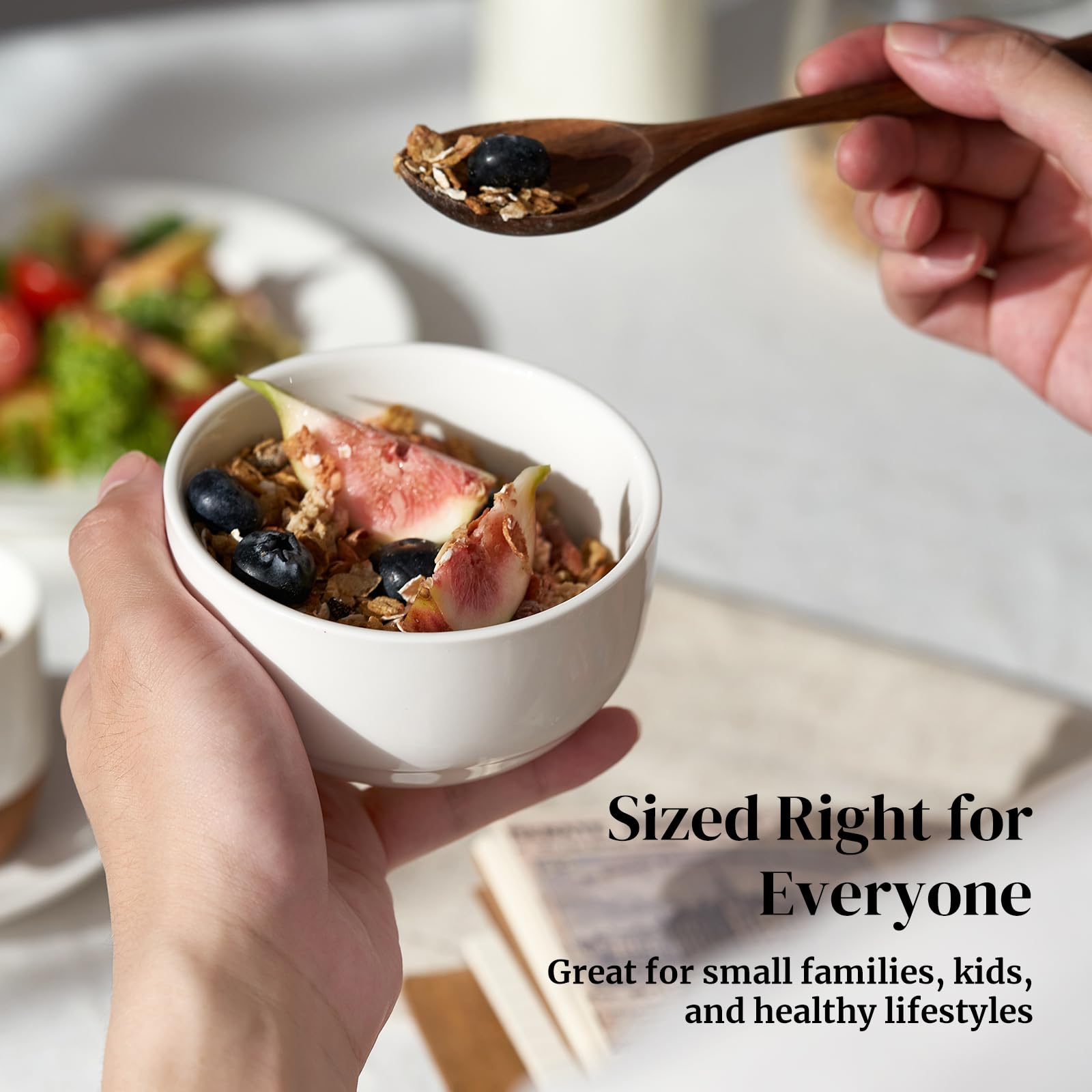 DOWAN 10 OZ Ice Cream Bowls - 4.25" Ceramic Dessert Bowls Set of 6 - Porcelain Small Bowls for Side Dishes, Ice Cream, Oatmeal, Fruit, Portion Control - Dishwasher Microwave Safe