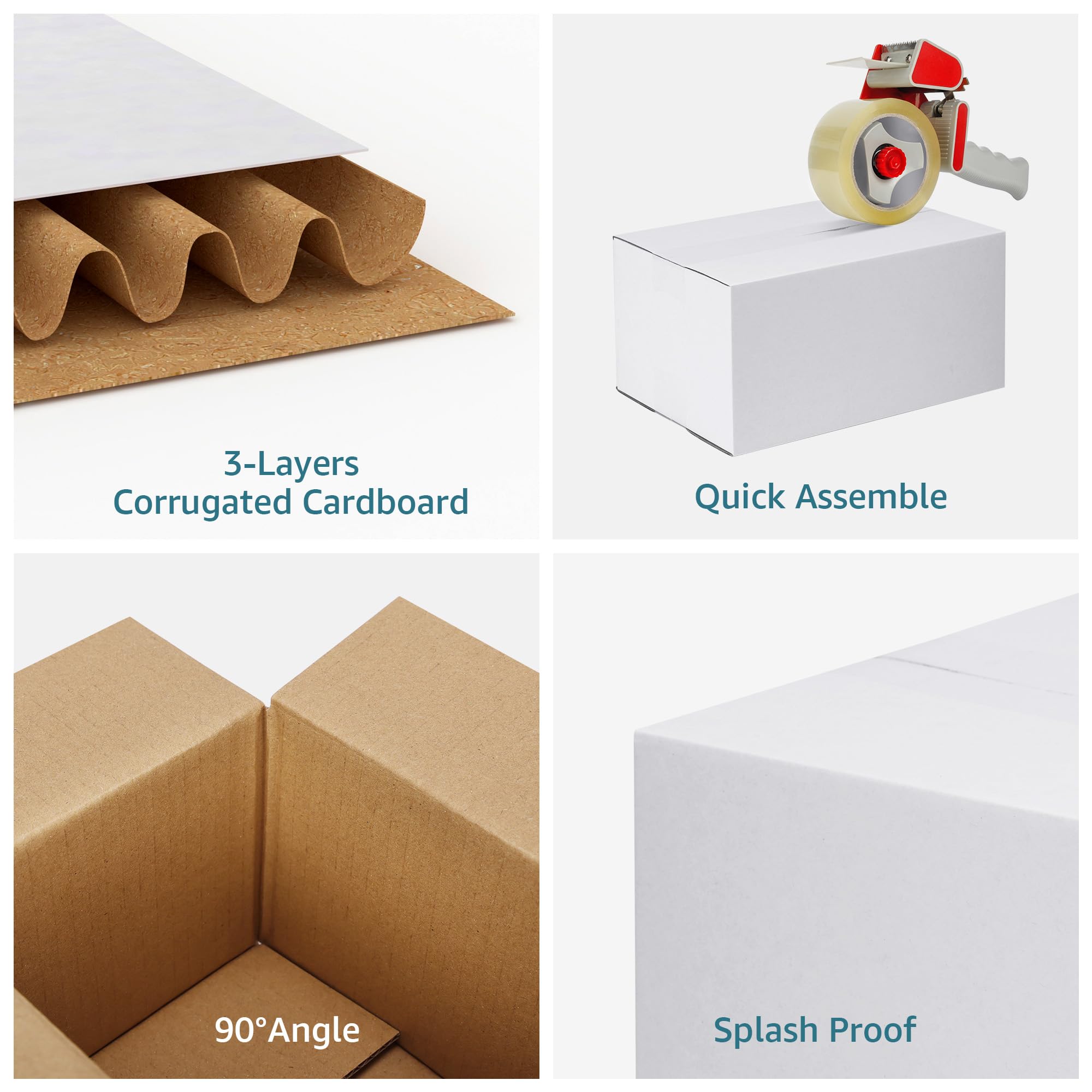 SPEPLA Shipping Boxes 10x7x5 Set of 6, White Corrugated Cardboard Box for Mailing Business Packaging