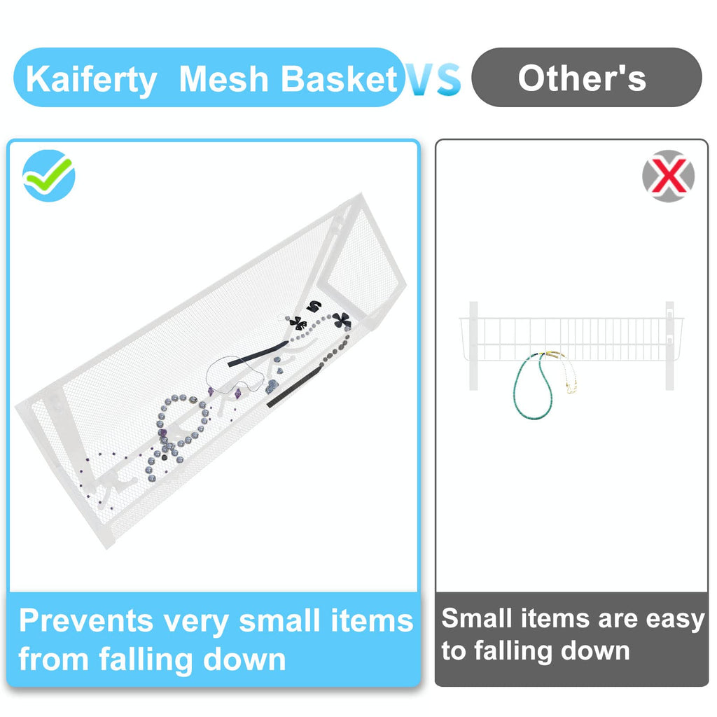 Kaiferty Over The Door Hooks Organizer, Door Hanger Towel Rack Mesh Basket with 12 Hooks,Over The Door Storage Coat Hooks Behind Door Organizer for Bathroom,Bedroom,Kitchen,Office (White, 2-Tier)