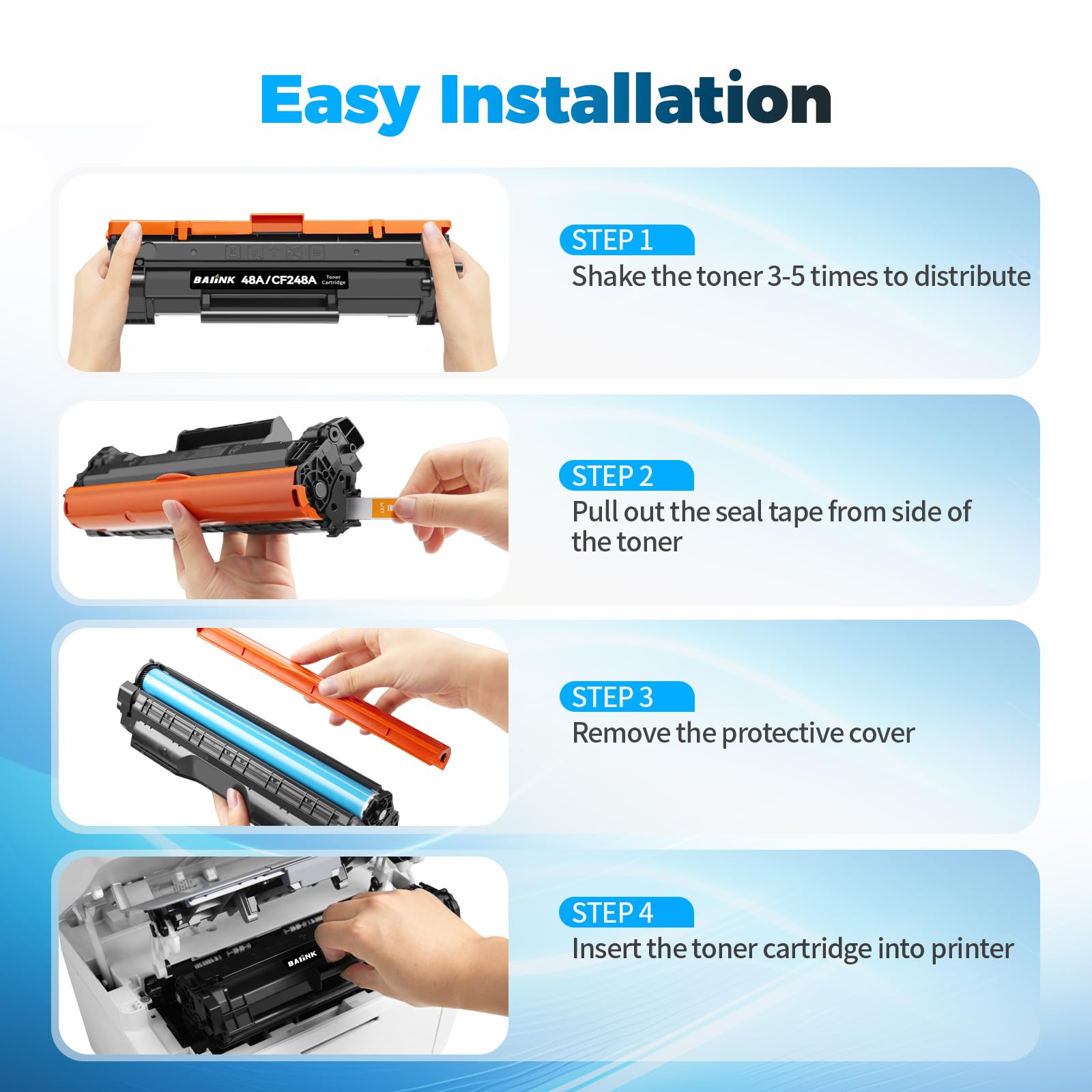 BAIINK CF248A 48A Toner Cartridge Compatible Replacement for HP 48A Toner Cartridge Black Compatible for HP Pro M15w M15a M16w M16a MFP M29w M29a M28w M28a M30w M31w M14 M17 M15 M28 (2 Black)