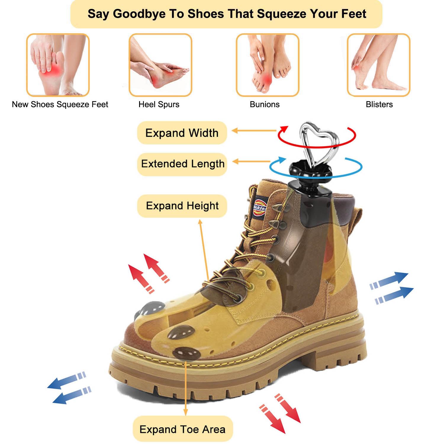 Tigcent Shoe Stretcher Men Women, Boot Stretcher Women Men Shoe Tree Adjustable Shoe Stretcher Wide Feet, Pack of 1 (Pack of 1, Women Size 10-13.5,Men's 9-13)