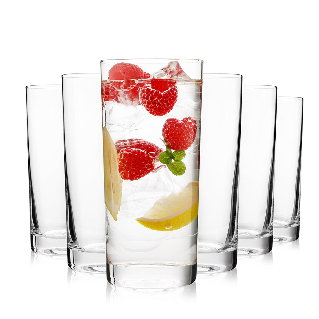 Highball Glasses Set of 6, 16oz Tall Drinking Glasses, Water Glass for Kitchen, Tom Collins Glass, Cocktail Glasses for Bar Glassware