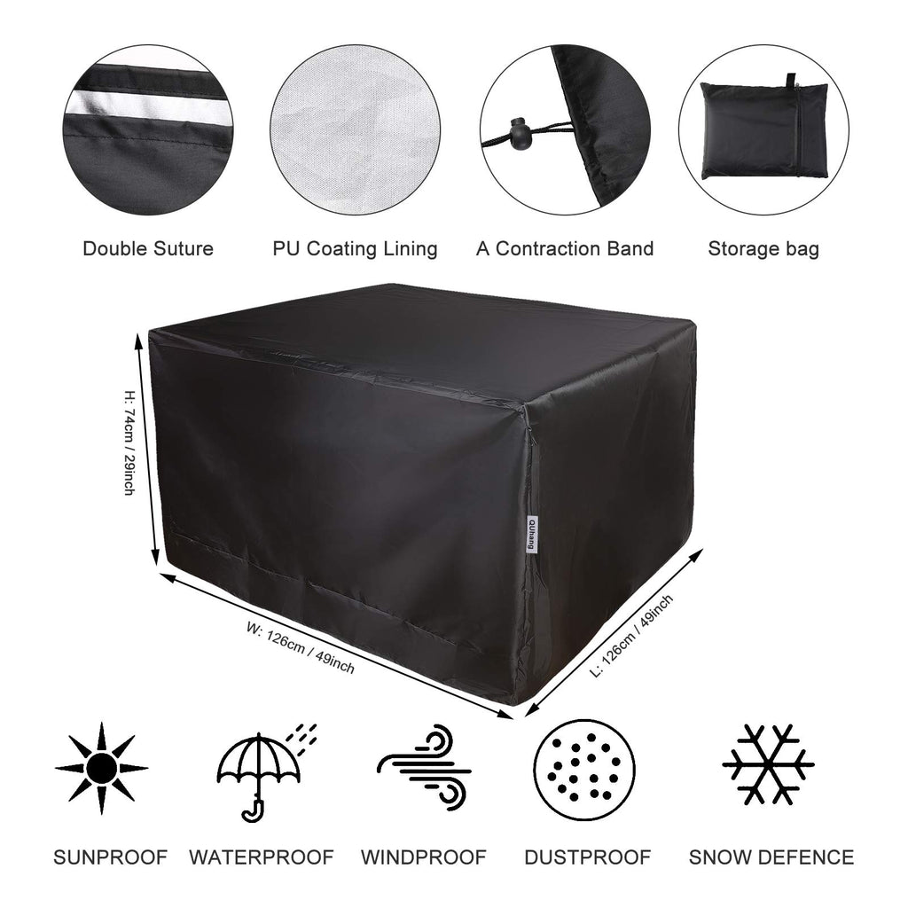 Patio Furniture Cover, Waterproof Outdoor Garden Table Cover Heavy Duty 210D Anti-UV Furniture Set Protective Cover Patio Table and Chair Cover (49" L x 49" W x 29" H)