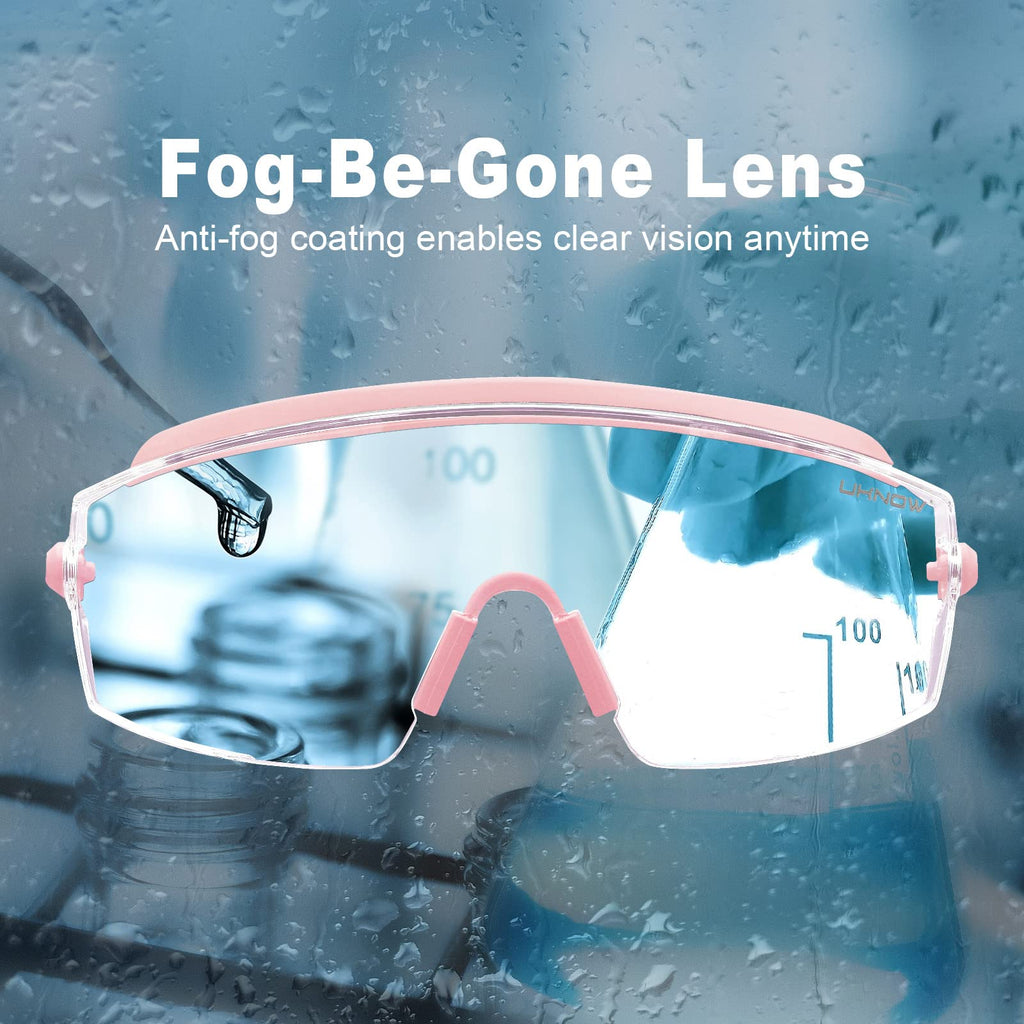 UKNOW Safety Goggles Over Glasses, Anti Fog Safety Glasse with Clear Wraparound Lens, ANSI Z87.1 Protective Eyewear