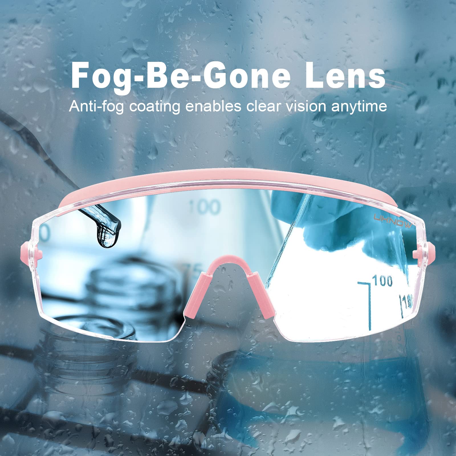 UKNOW Safety Goggles Over Glasses, Anti Fog Safety Glasse with Clear Wraparound Lens, ANSI Z87.1 Protective Eyewear