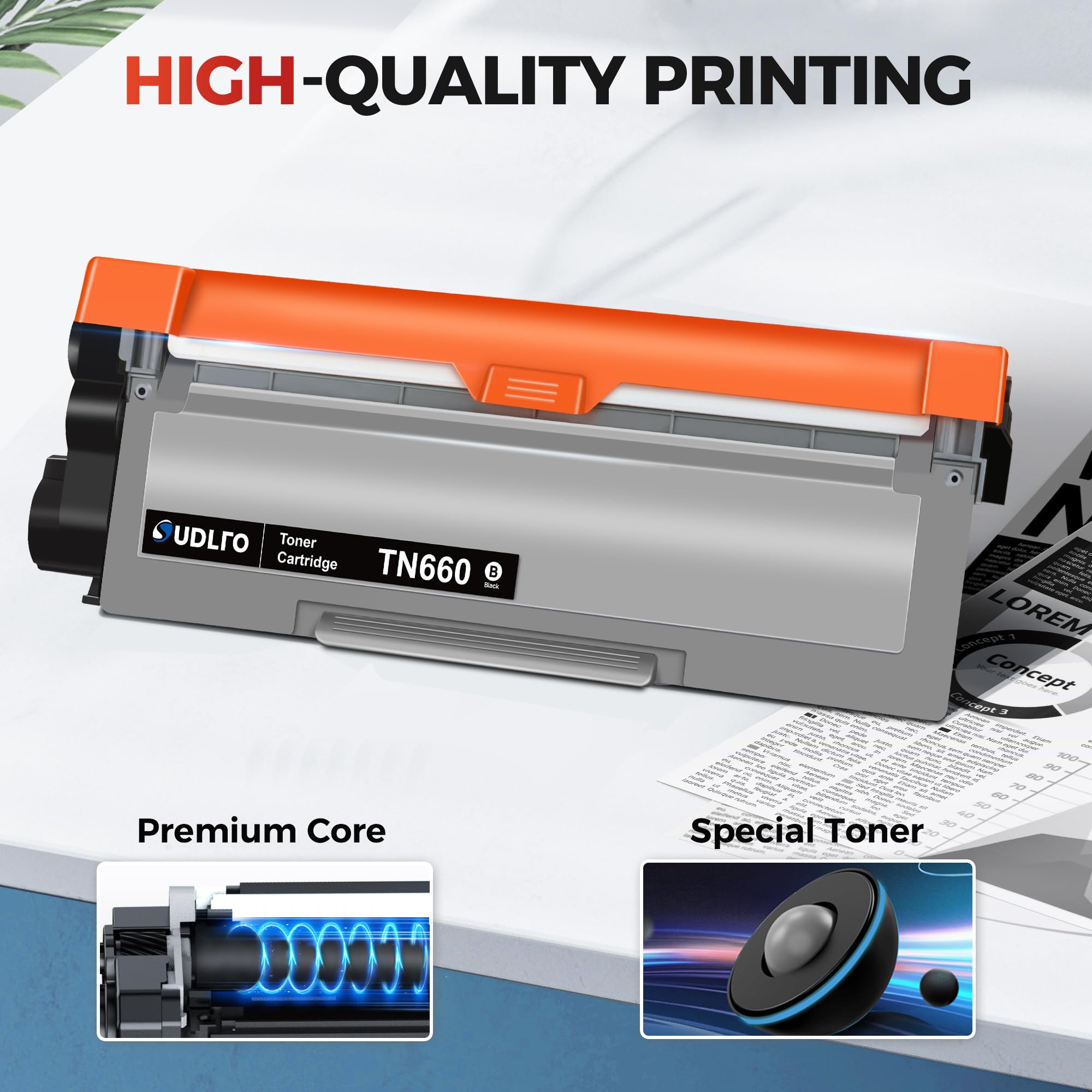 TN660 TN-660 Toner Cartridge Replacement Compatible for Brother TN660 TN630 TN-630 TN-660 Use for HL-L2300D HL-L2380DW HL-L2320D DCP-L2540DW HL-L2340DW HL-L2360DW HL-L2305W (2 Black)