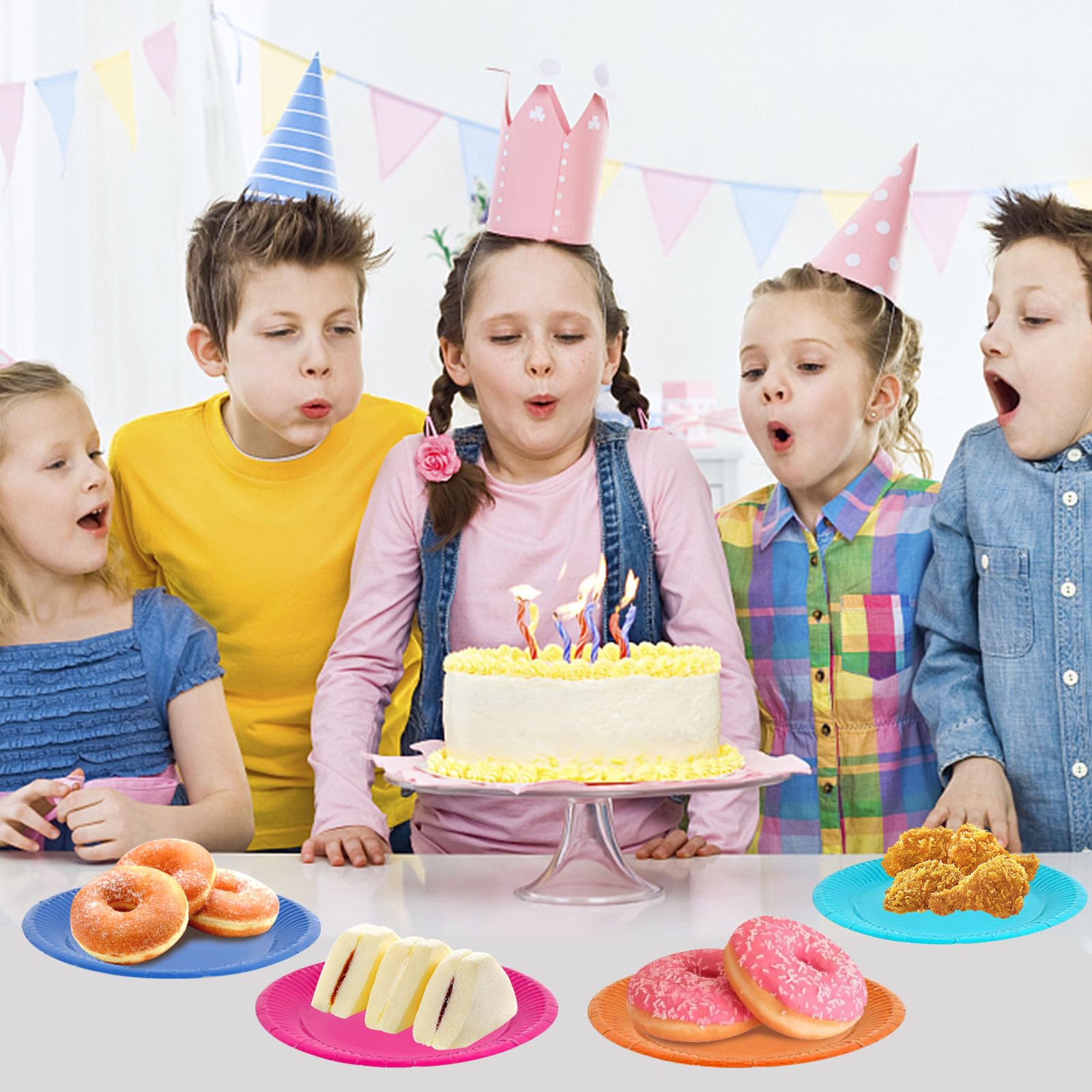 120 Pieces Colorful Paper Plates, Colorful Party Paper Plates, Round Paper Plates, Paper Tableware, Party Plates, Children's Birthday Party Supplies for Parties and Celebrations, BBQs (12 Colors)