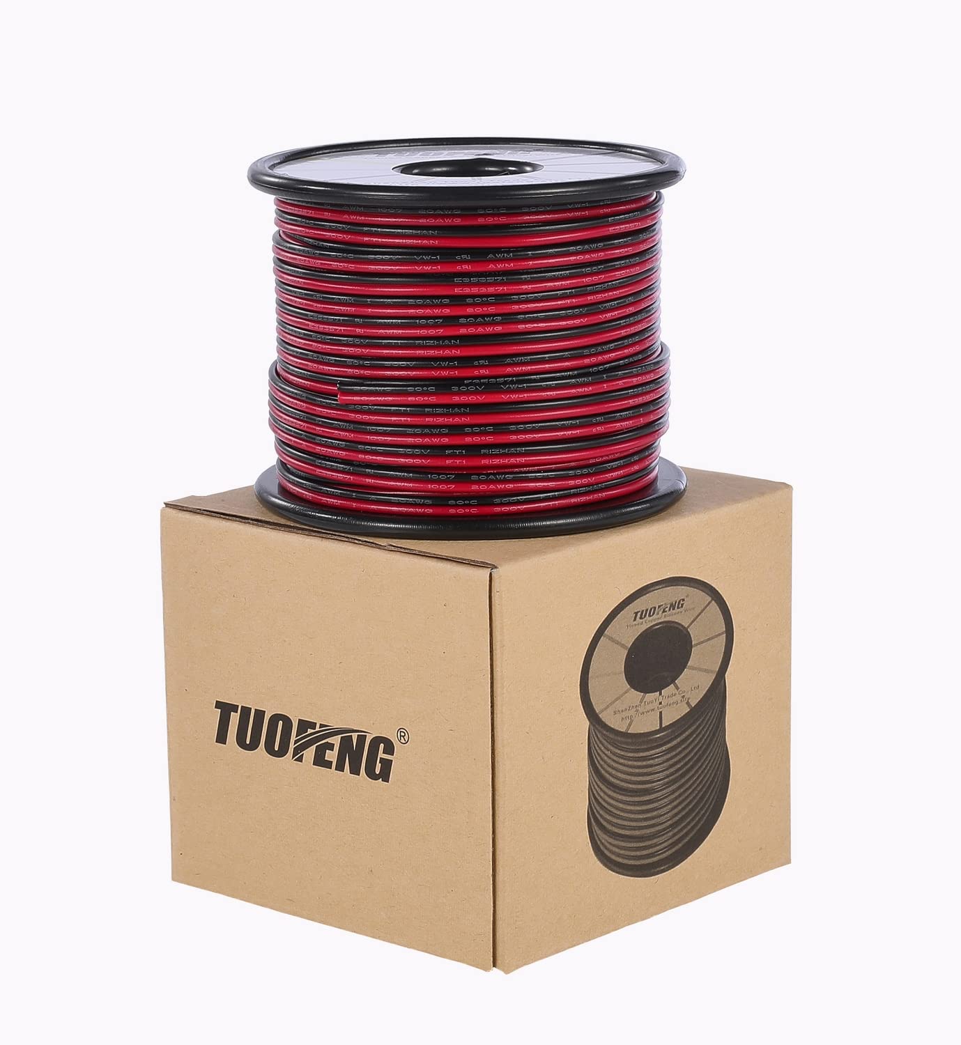 TUOFENG 22awg Electrical Wire 100 ft 22 Gauge Led Wire 2 Pin Extension Cable Wire Red Black Wires 12V/24V DC Cable for Led Strips Single Colour