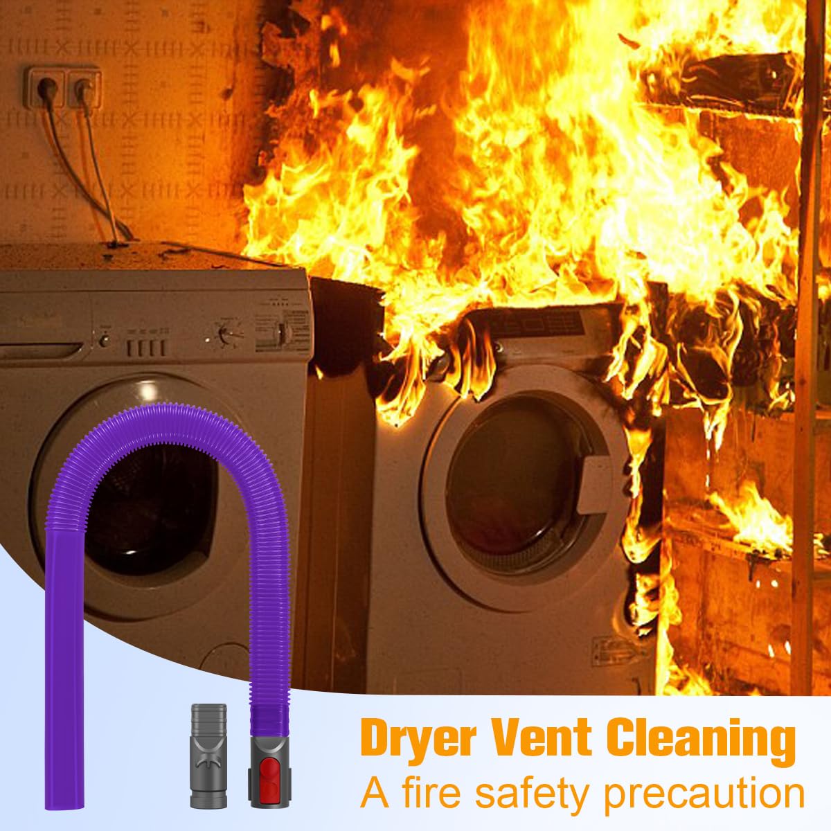 FUNTECK Dryer Lint Vacuum Attachment Compatible with Dyson V15 V12 V11 V10 V8 V7 V6 Vacuum Cleaners, Flexible Vent Lint Cleaner Kit, 34 inches