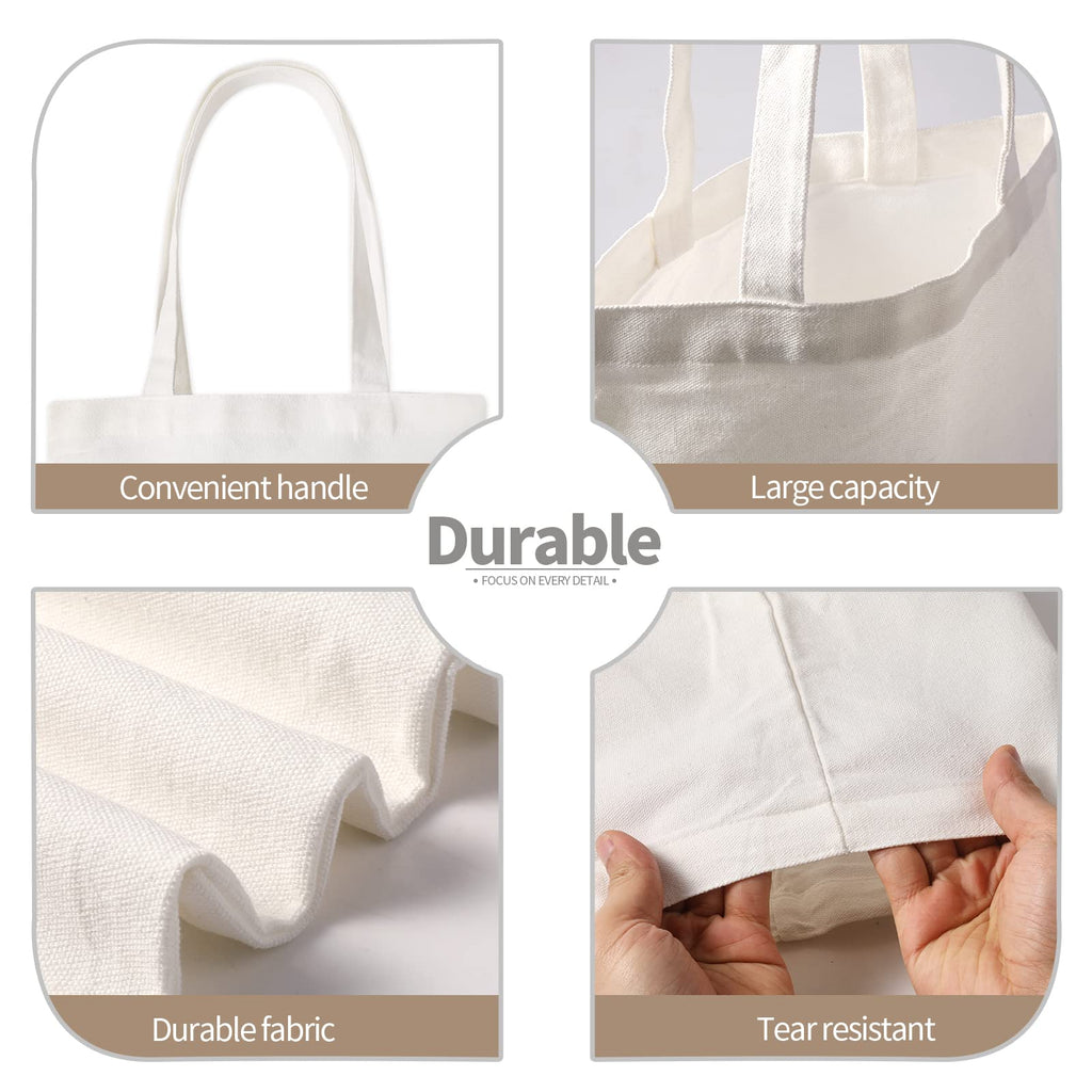 20 Pieces Sublimation Tote Bags Screen Printing Blank Canvas Reusable Washable Polyester Grocery Bags for Decorating and DIY Crafting White