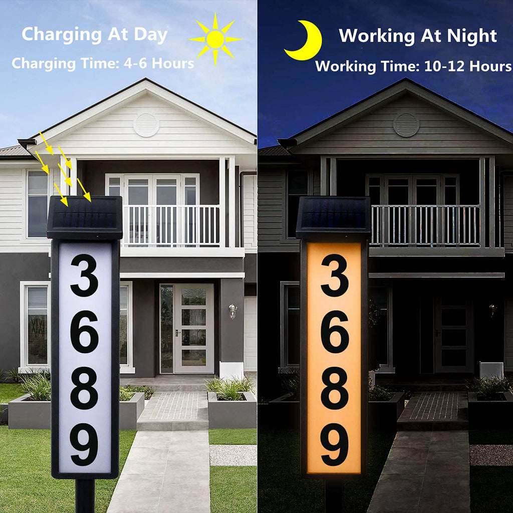 Solar Address Sign Lighted Solar House Numbers for Outside Address Plaques for House Address Sign Numbers for Address, Yard, Garden, Driveway, Outdoor