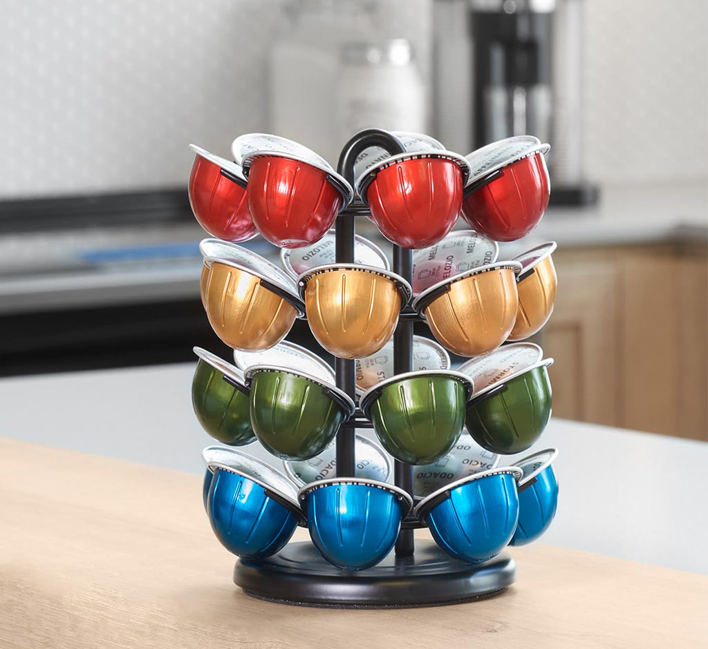 Starfrit Coffee Pod Capsule Carousel - Holds up to 28 Nespresso Vertioline Pods - Lazy Susan Platform – Black