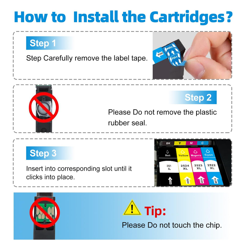 EXCERCUS 252XL Ink Cartridges Remanufactured for Epson 252XL T252 Ink Cartridge Work for WorkforceWF-7720 WF-3640 WF-7710 WF-3620 WF-7210 WF-7610 WF-7620 (2 Large Black, 2Cyan,2Magenta, 2Yellow)