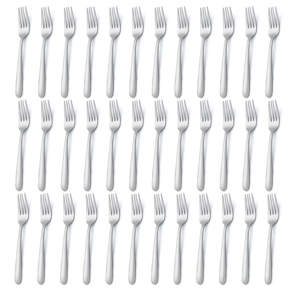 Pleafind 36-Pcs Dinner Forks Set, 8 Inch Forks Silverware, Stainless Steel Fork, Silverware Fork, Mirror Polished Fork Set, Small Forks for Home, Restaurant, Dishwasher Safe