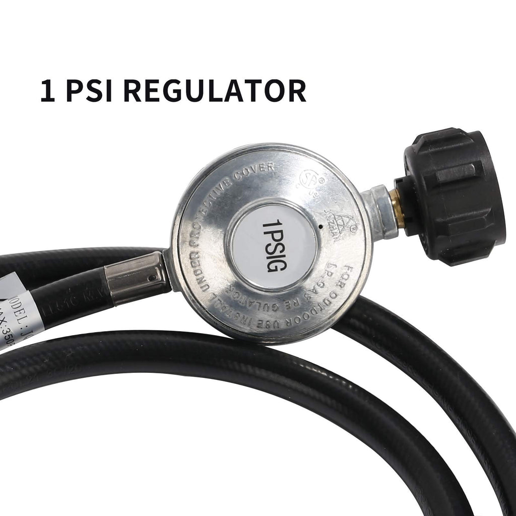 Roastove 5 Feet Propane Regulator and Hose,Universal Grill Regulator Replacement Parts, QCC1 Hose and Regulator for Most LP Gas Grill, Heater and Fire Pit Table,3/8" Female Flare Nut
