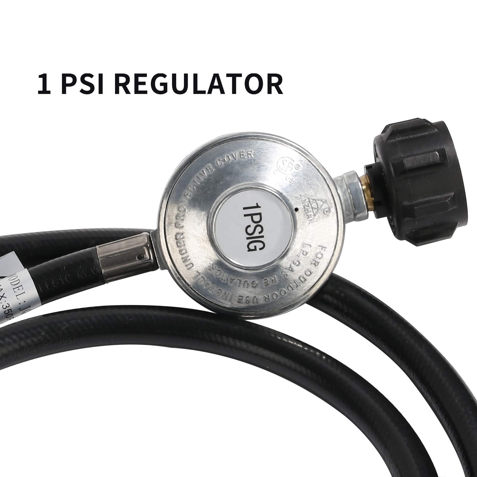 Roastove 5 Feet Propane Regulator and Hose,Universal Grill Regulator Replacement Parts, QCC1 Hose and Regulator for Most LP Gas Grill, Heater and Fire Pit Table,3/8" Female Flare Nut