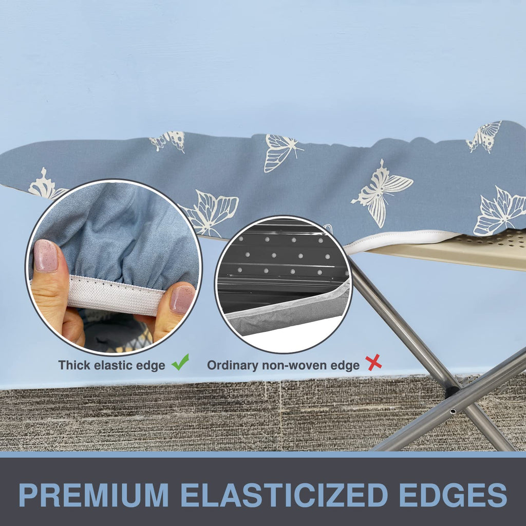 VividPaw Ironing Board Cover and Pad 18x49, Extra Wide, Thick Padding, Elastic Edge, Silicone Coated, Resist Scorching and Staining, Heavy Duty Iron Board Covers (Butterfly, 18" x 49")