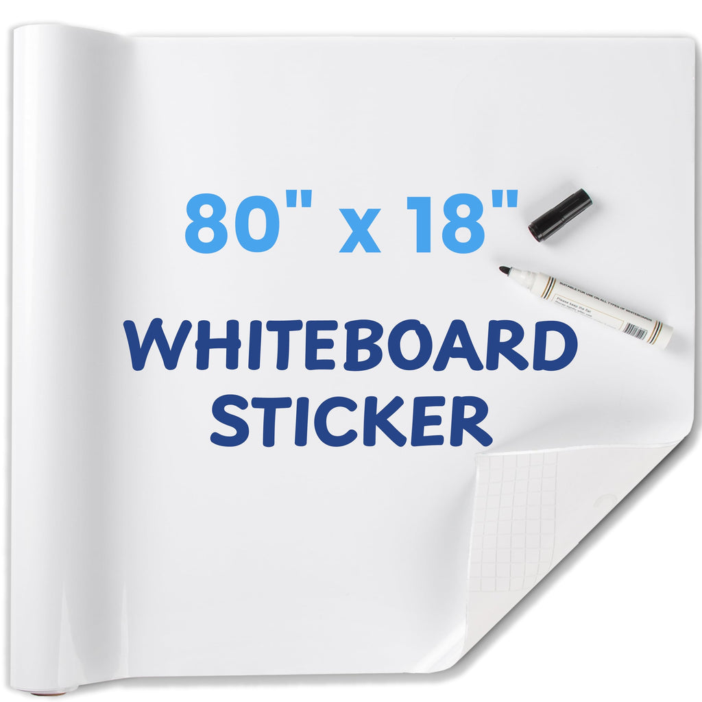 HeatPomelo Dry Erase Sticker for Wall, 80" x 17.3"(200x44 cm) No Ghosting Peel and Stick White Board Roll, Stain-Proof Self-Adhesive Whiteboard Paper for Home, Office, Classroom