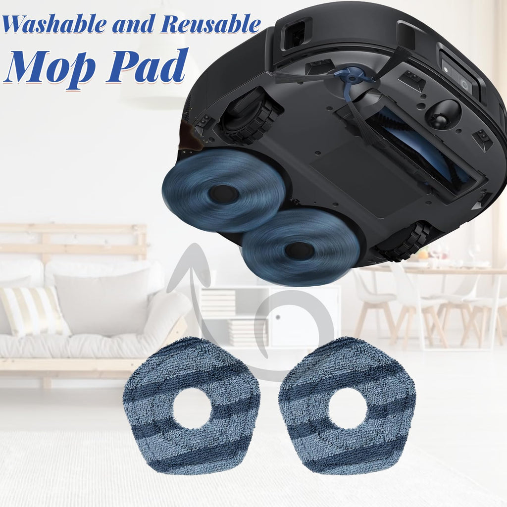 Replacement Parts for Eufy X10 Pro Omni Vacuum Cleaner Accessories Kit, 1 Main Brush, 2 Hepa Filters, 4 Dust Bags, 4 Mop Pads, 4 Side Brushes