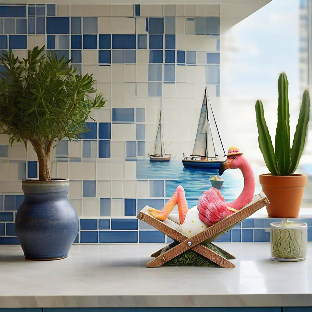 MUAMAX Flamingo Garden Statues Flamingo Figurine Tabletop Flamingo Decor Art Summer Tropical Coastal Ourdoor Decoration Flamingos Gifts for Women Grandma Friends Lawn Housewarming Gifts
