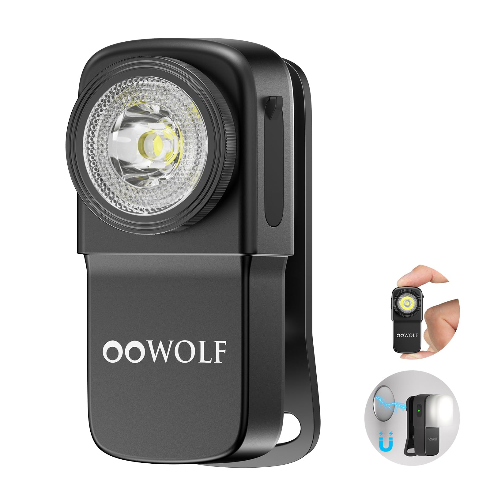OOWOLF LED Flashlight Rechargeable Super Bright, EDC Flashlight with Flood, Red Light, Waterproof Pocket Light, Easy to Magnetic Attach and Clip-on for Hiking, Working and Daily Use, Camping Emergency