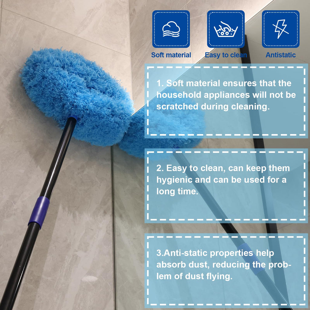 7 Ft Ceiling Fan Cleaner Duster With Long Pole for High Ceilings - Washable and Reusable for Furniture and Blinds