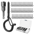 50 Set Q-Hanger Hooks for Outdoor String Lights, GIPTIME Ceiling Hook Screw Christmas Rope Light Clips, Fairy Lights Plants Wind Chimes Decoration Hanging Safety Buckle Design, Include Wing Nut Driver