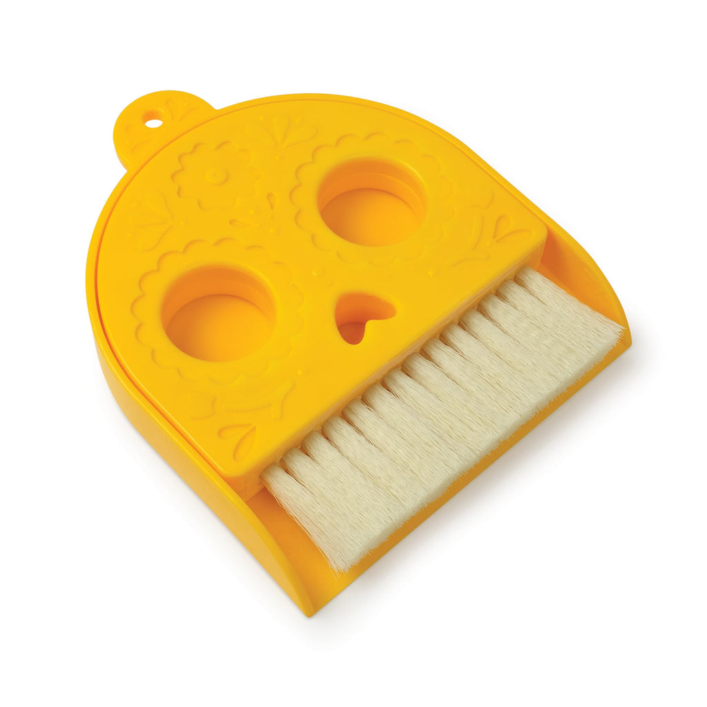 Genuine Fred Dead PAN Dustpan and Brush Set, 4.8" x 6.4", Small Size Perfect for countertops and desks, Day of The Dead